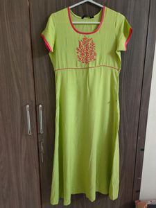 Lime Green A Line Kurta