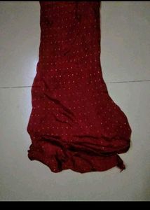 Burgundy Polka Dot Churidar Set Of Embroidery Kurt