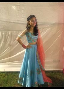 Light Blue Wedding Lehenga With Embroidery Dupatta