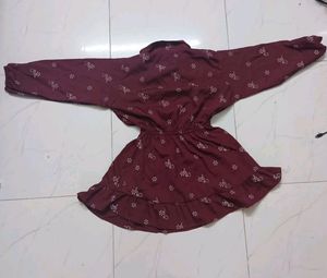 Maroon Clinched Waist Top