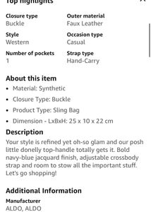 Aldo Synthetic Buckle Closure Women&#39;s Sling Bag
