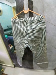 Patterned Blend Trousers Side Zip And Pocket