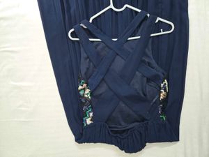 Elegant Navy Blue Maxi Dress bust 36