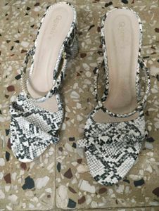 Block Heels Snake Print
