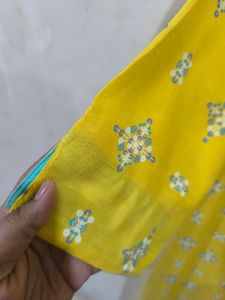Yellow A-line Kurti.