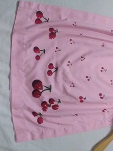 Cute Pink Cherry Print kurti handmade 🍒