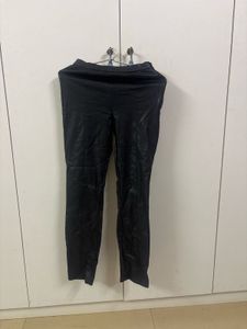 Black Faux Leather High/mid -Waist Pants