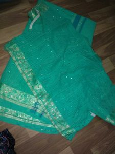 Cyan Saree With Blouse