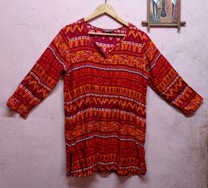 Sale📍Akkriti Orange Printed Kurti / Kurta