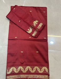 Maroon &amp; Gold Silk Saree- New