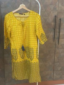 Yellow Checked Kurta