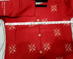 🇳🇿💫❤️Red Printed Kurti Elegant Work