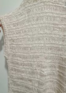 Beige Textured Knit Top