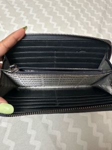 AX Glossy Embossed Logo Zip-Around Wallet