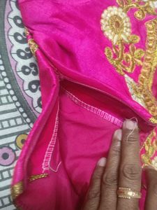 Rose Colour Sleeve Cut Style Readymade Blouse