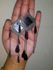 Oxidized Mirror Dangle Earrings