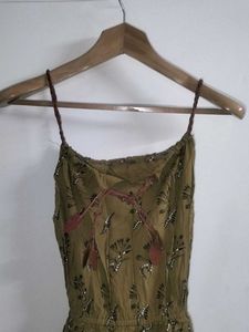 Olive Green Floral Dress