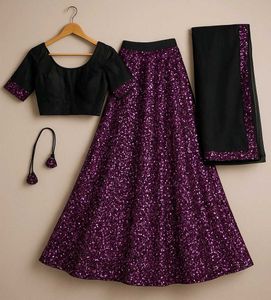 Sparkling Purple Sequin Lehenga Set