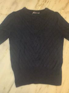 Marks &amp; Spencer Navy Blue Ribbed Classic Top