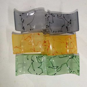 Colorful Abstract Hair Clips - Pack Of 6