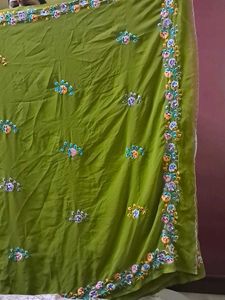 Olive Green Daily Use Saree with Blouse(36)