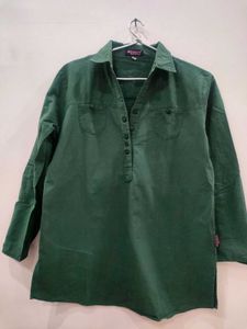 Cotton Green Short Kurta For Men