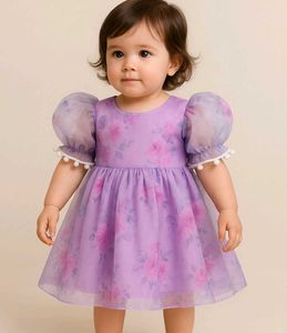 Organza Baby Girl Frock With Free Bow