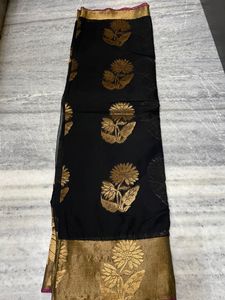Black With Gold Zari Work Beautiful Saree