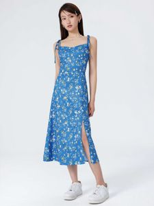 floral printed blue summer dress