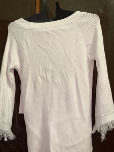Korean Style White Top For Women