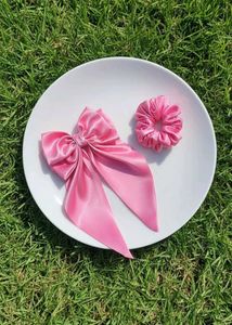 Chic Purple Satin Hair Bow &amp; Scrunchie Duo
