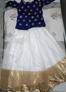 Navy blue and white lahenga
