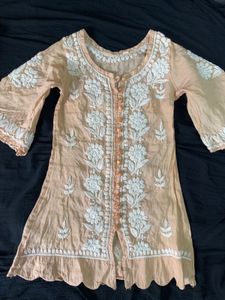 Peach Embroidered Kurta Set