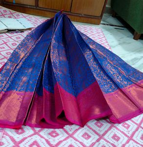 Elegant Blue & Pink Saree
