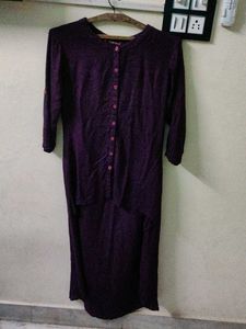 Purple Hi-Low Button-Up Dress