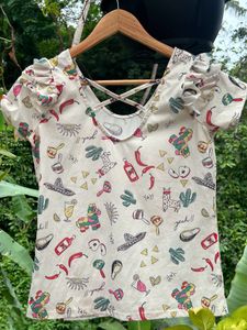 Cold Shoulder White Top With Criss Cross Backside
