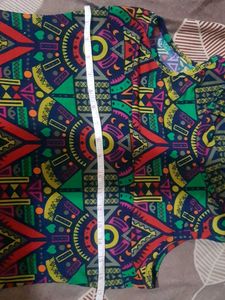 Vibrant Geometric Print Mock Neck Dress