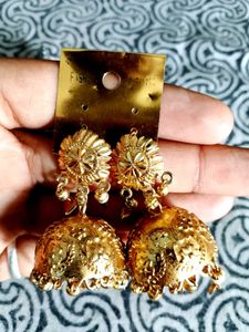 Golden Jhumka Earrings