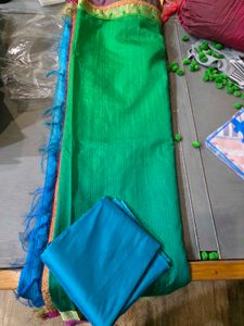 Elegant Green &amp; Blue Saree