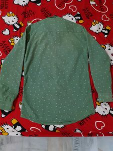 Green Patterned Casual Men Shirt