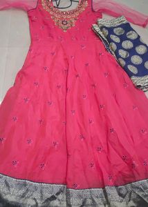 Very pretty Pink gown with silk dupatta