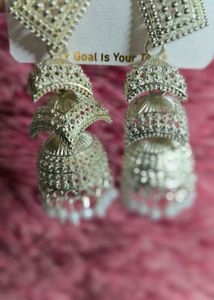 Elegant Silver Jhumka Earrings