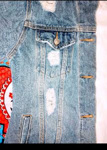 Distressed Denim Jacket Size Medium