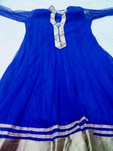 Navy Blue  Net Churidar With Churi Pant , Dupatta
