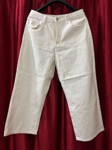 SHEIN White Wide Leg Capri Jeans
