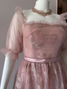 floral sequined pink gown