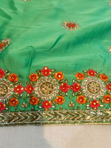 Green Embroidered Saree (Minor Issue)