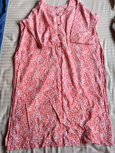 Coral Paisley Print Kurti With Pant