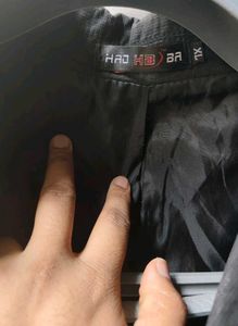 Embroidered Detail Dark Black Blazer