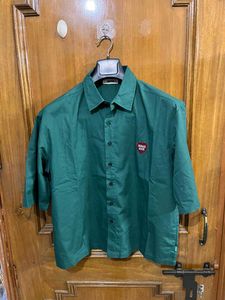 GLITCHEZ (MYNTRA) GREEN DROP SHOULDER COTTON SHIRT